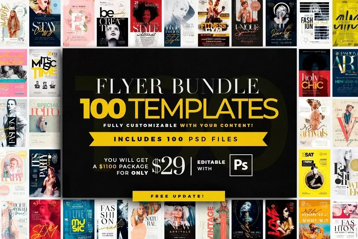 100 PSD (Adobe Photoshop) Flyer Bundle – Mega Pack