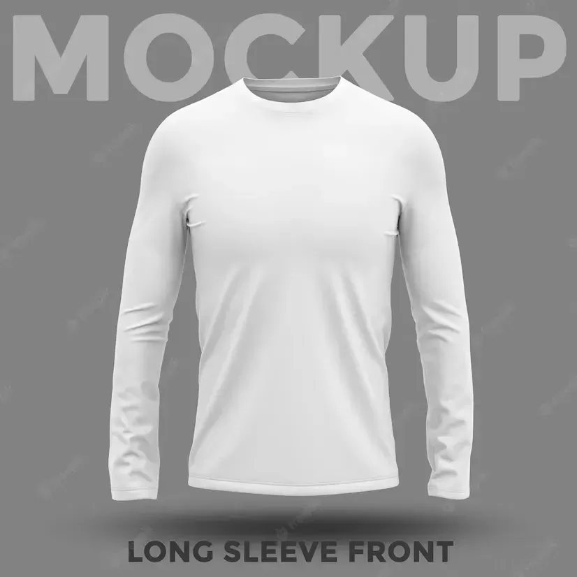 Front view white long sleeves mockup