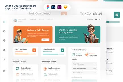 Online Course Dashboard App UI Kits Template