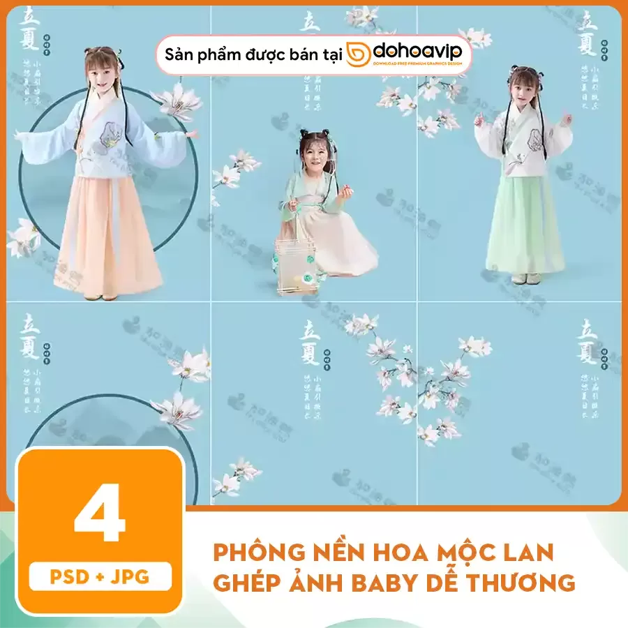 [VIP] Phông nền hoa mộc lan ghép ảnh baby dễ thương