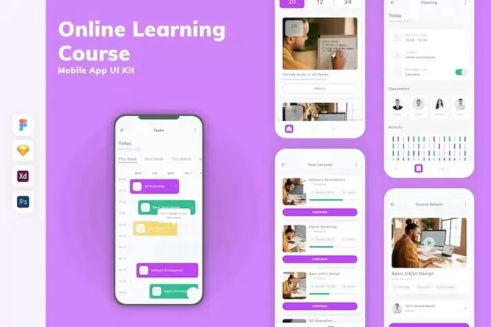 Online Learning Course Mobile App UI Kit