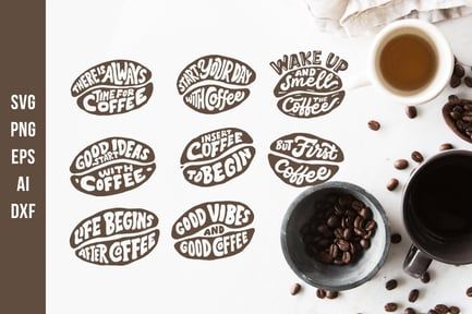 Lettering Quotes in the Coffee Beans Shape SVG Cut