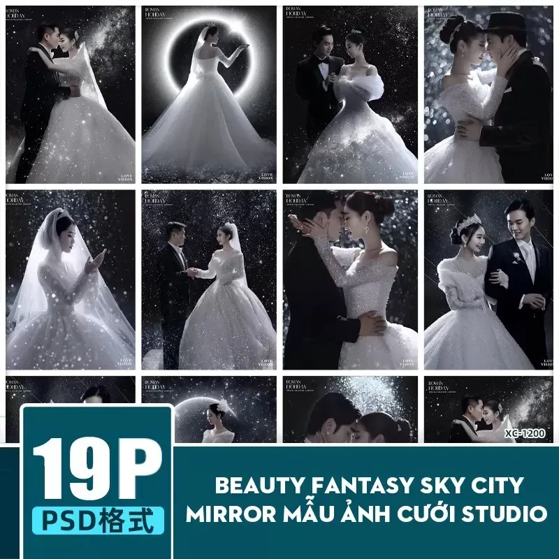 [VIP]Beauty Fantasy Sky City Mirror Mẫu ảnh cưới Váy cưới studio