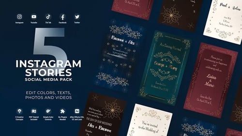 Wedding Invitation Instagram Vertical Stories MOGRT Premiere Pro