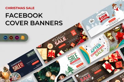 Christmas Sale Facebook Cover Banners Template