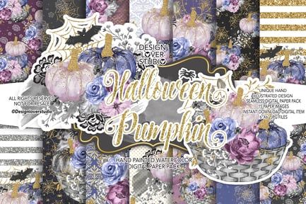 Halloween Pumpkin digital paper pack