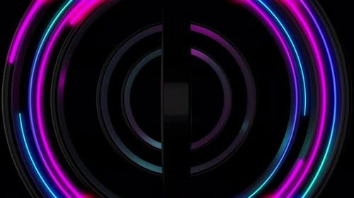 4K Abstract Seamless Loop Of Rendered Neon Light Circles Blue Purple Neon Light Circles Abstract (2)