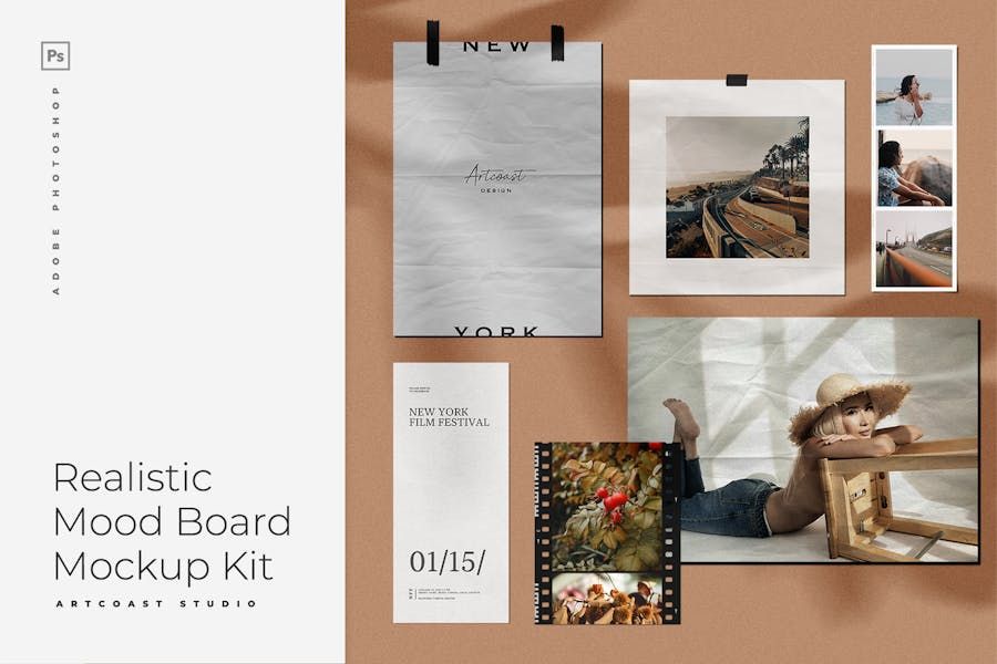 Realistic Moodboard Mockup Kit