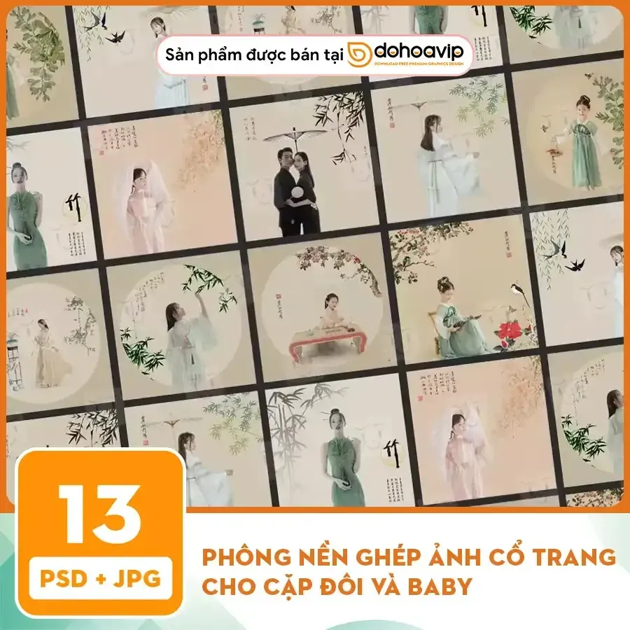 [VIP] Phông nền ghép ảnh cổ trang cho cặp đôi và baby