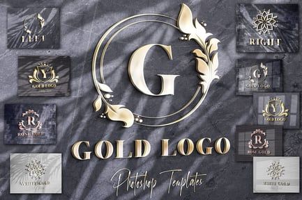 Gold Text/Logo Wall Mockups