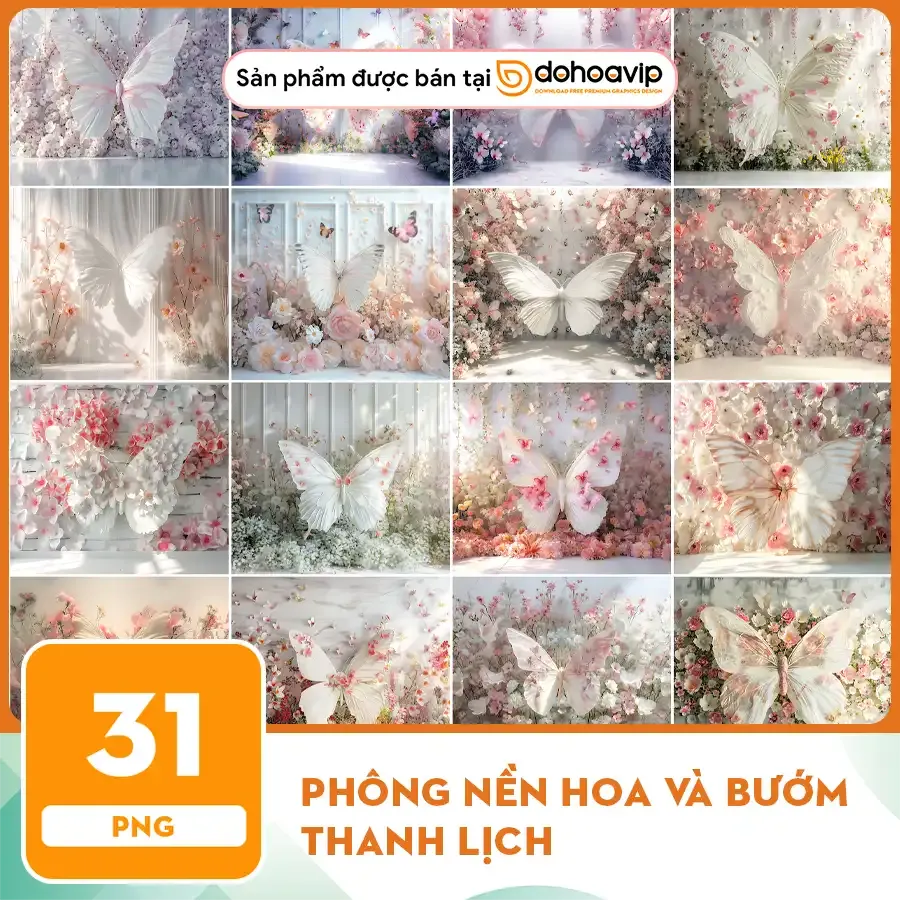 Phông nền hoa và bướm thanh lịch