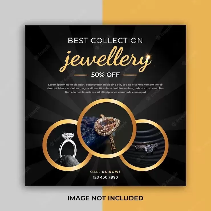 Jewelry social media post web banner or square flyer design template