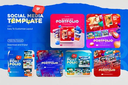 Portfolio Showcase Social Media Template Set