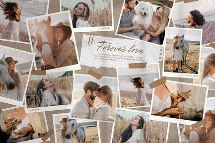 Polaroid Photo Collage & Scrapbook Mockup Template