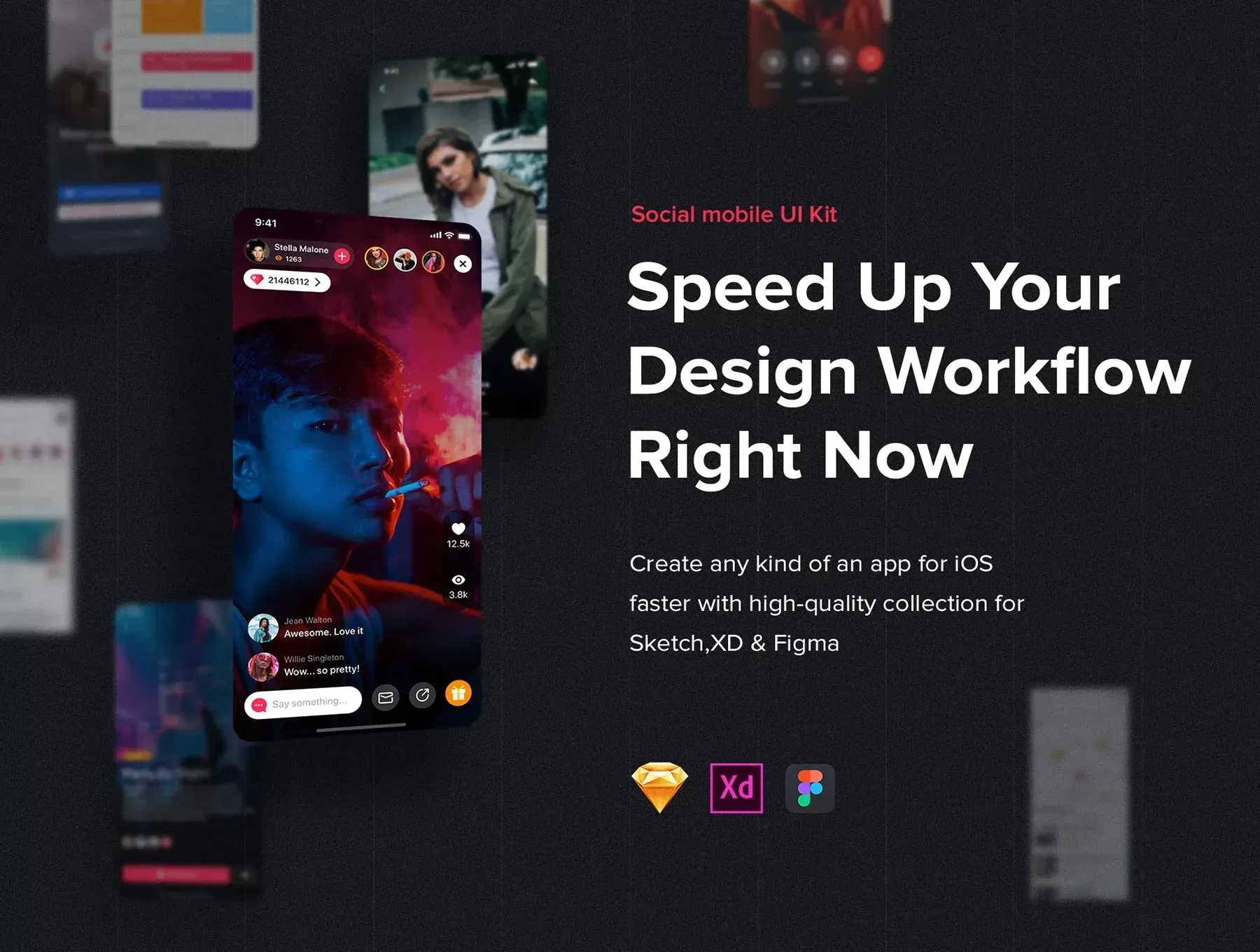 Jazam – Social mobile app UI Kit