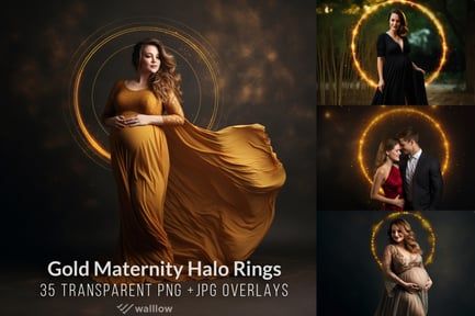 Golden halo shine ring maternity photo overlays