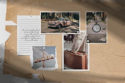 Vintage Photo Collage Mockup Template