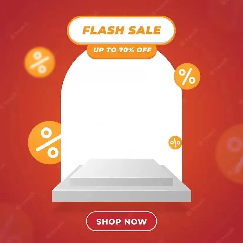 Flash sale banner with podium template design