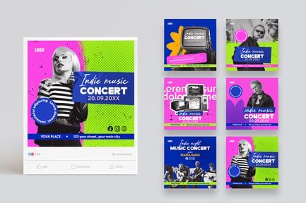 Indie Music Concert Social Media Post Templates