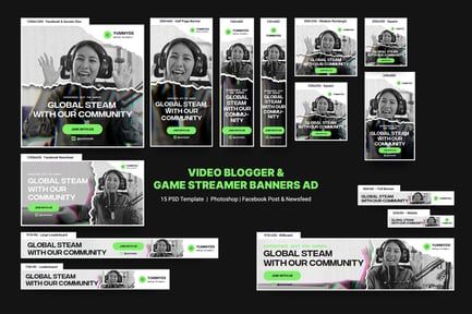 Video Blogger and Game Streamer Banners Ad