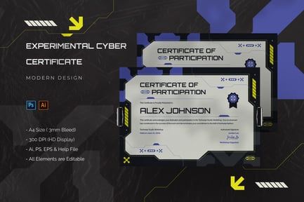 Experimental Cyber – Certificate Template