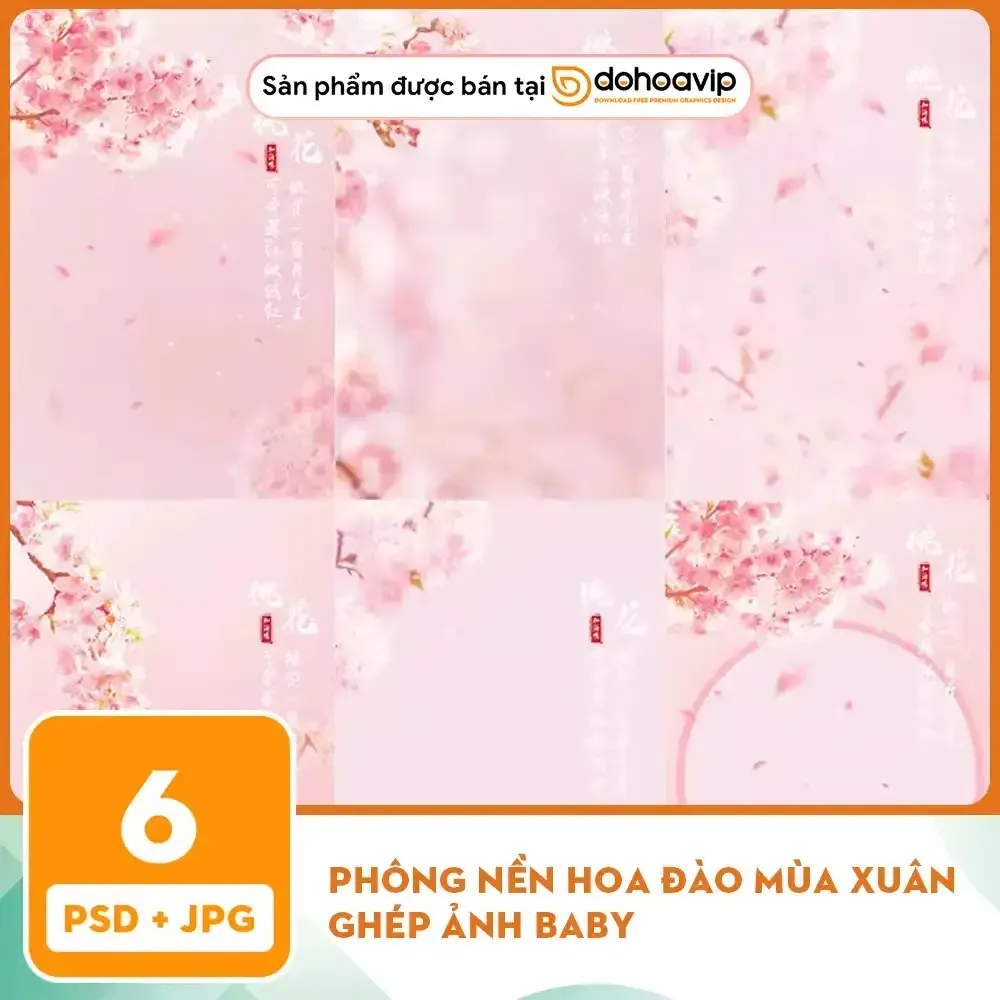 [VIP] Phông nền hoa đào mùa xuân ghép ảnh Baby