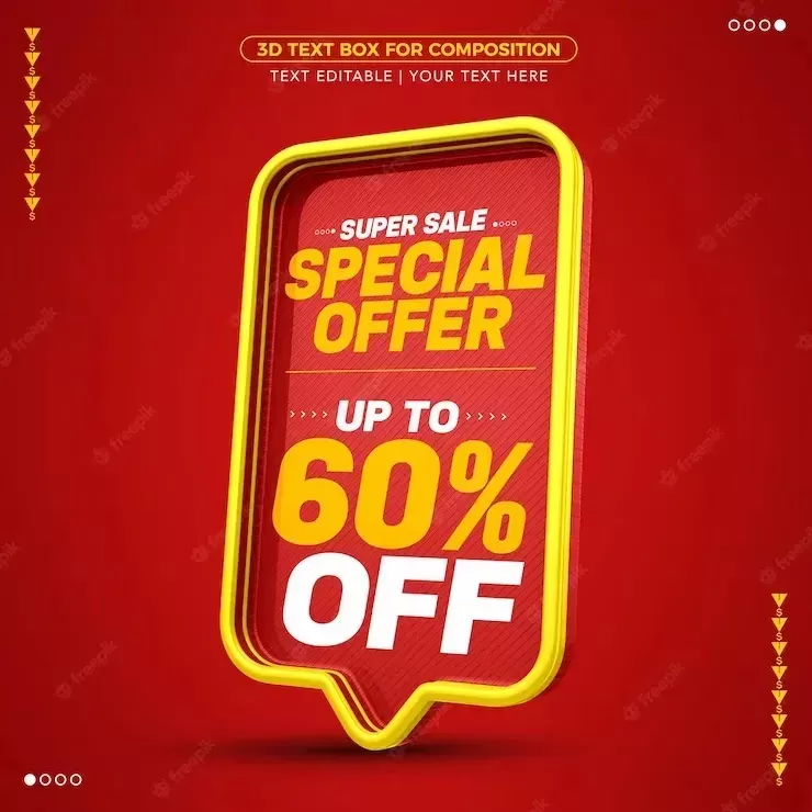 Super sale special offer red 3d text box with up to 60% discount