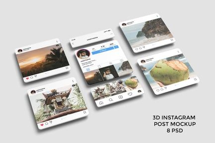 3D Instagram Interface Post Mockup