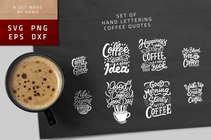 Typography Hand Lettering Coffee Quotes SVG Bundle