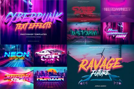 Cyberpunk 80s Text Effects