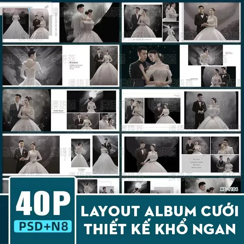 40 Layout Album Cưới thiết kế khổ ngan PSD
