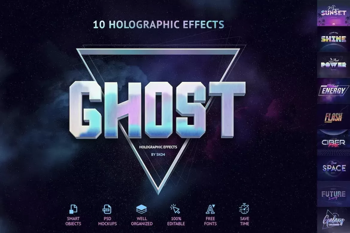 Holographic Text Effects – 10 PSD