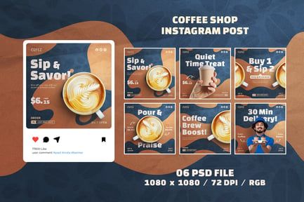 Coffee Shop Social Media Banner Design Set