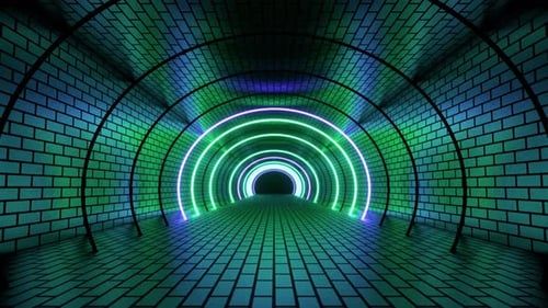 Purple And Turquoise Neon Strobe Brick Tunnel Background Vj Loop In 4K