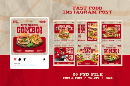 Burger Restaurant Social Media Banner Design Set