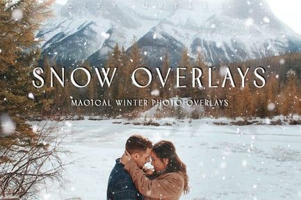 30 Natural Falling Snowflakes Winter Overlays