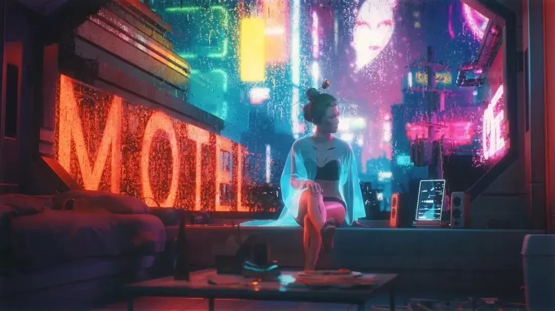 Cyberpunk, Futuristic, Motel, City
