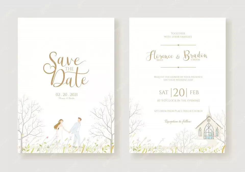 Wedding invitation template.