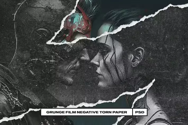 Grunge Film Negative Torn Paper Photo Effect