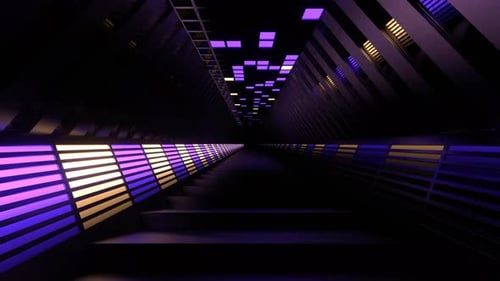 Purple And Yellow Hexagon Neon Equalizer Stairs Background Vj Loop In 4K