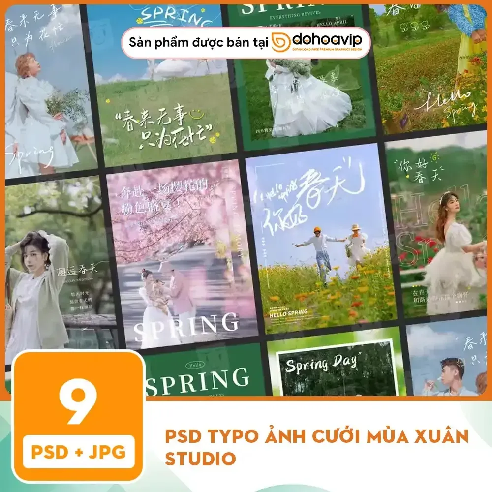 PSD Typo ảnh cưới mùa xuân studio