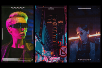 Vertical Cyberpunk Frame Overlays