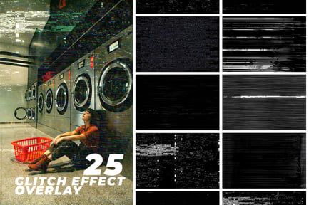 25 Glitch Photo Effect Overlay