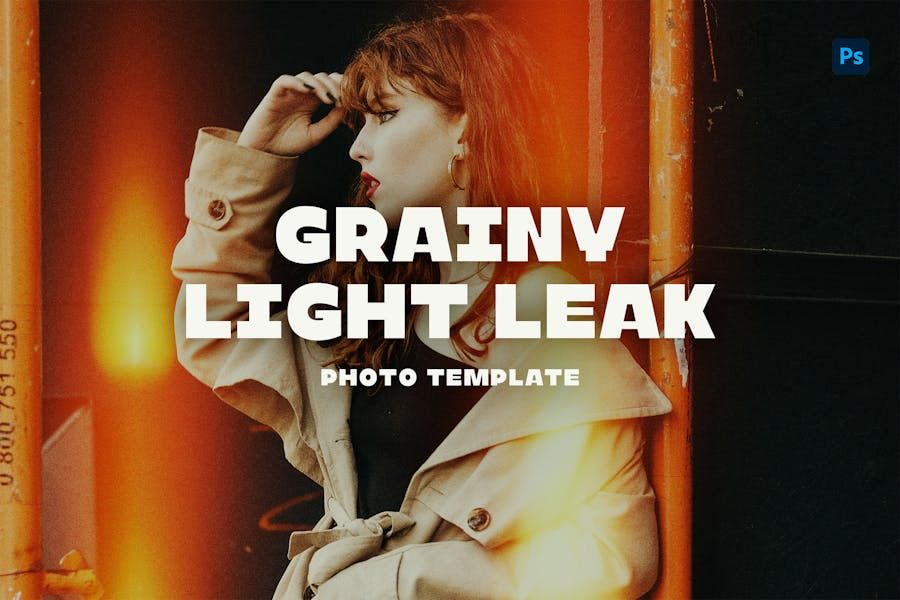 Grainy Light Leak Photo Template