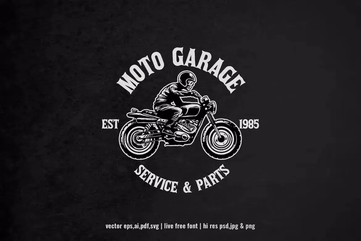 vintage skull motorcycle rider logo