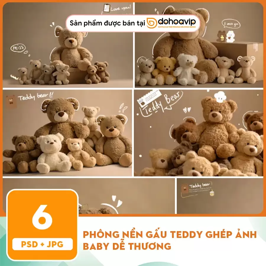 [VIP] Phông nền gấu teddy ghép ảnh baby dễ thương