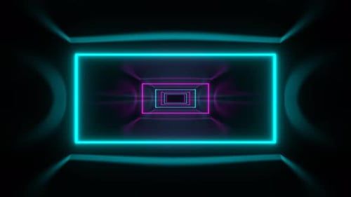 Cyan And Pink Glow Neon Frame Corridor Background Vj Loop In 4K