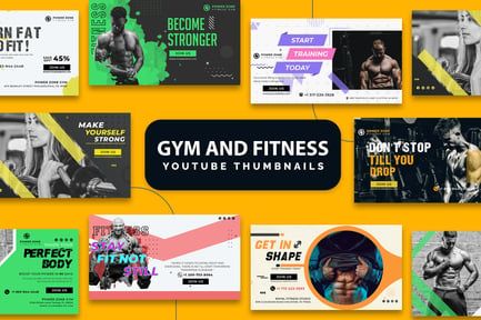 Gym and Fitness Youtube Thumbnails Template