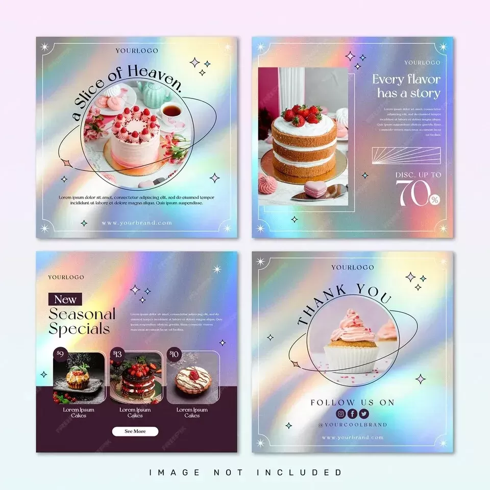 Creative concept cake store social media instagram post template set