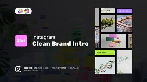 Clean Brand Intro – Instagram Stories, Portrait, Square for FCPX